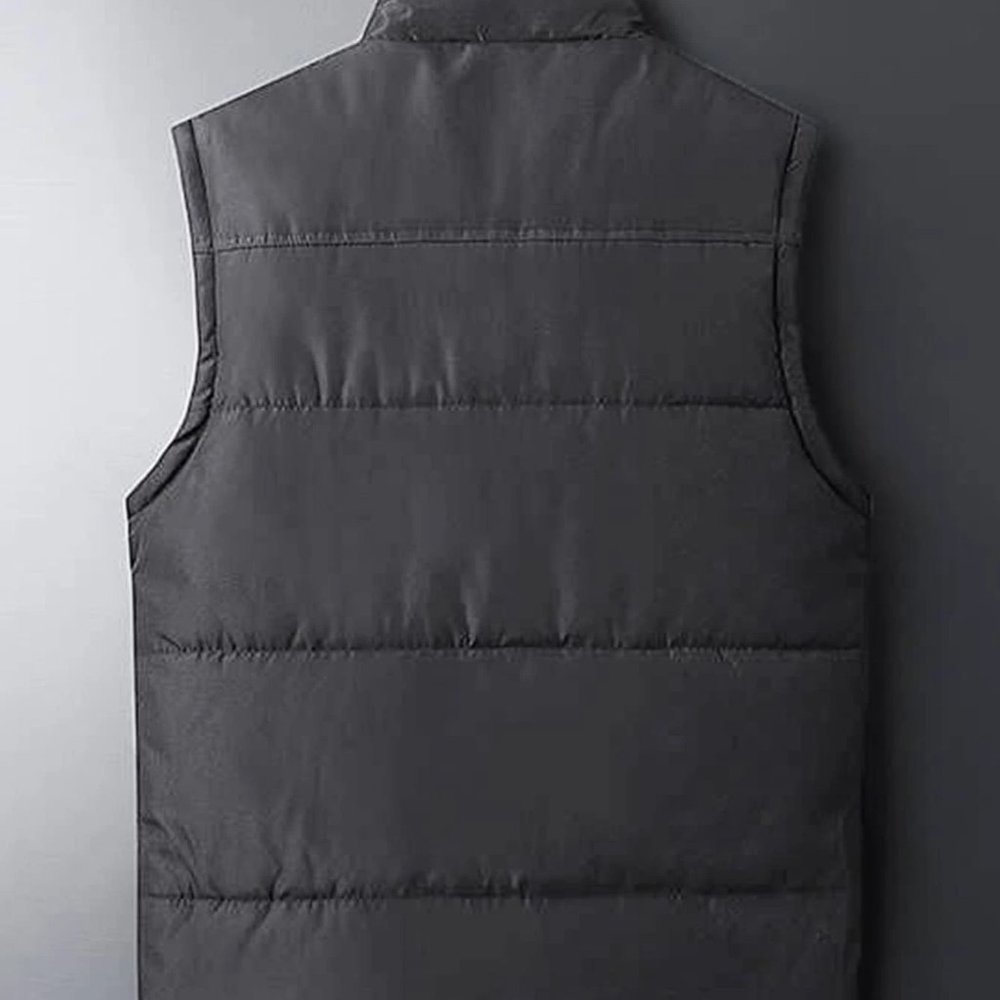 Dark Gray Casual Men's Button Front Jacket Vest w/ - Picture 2 of 3